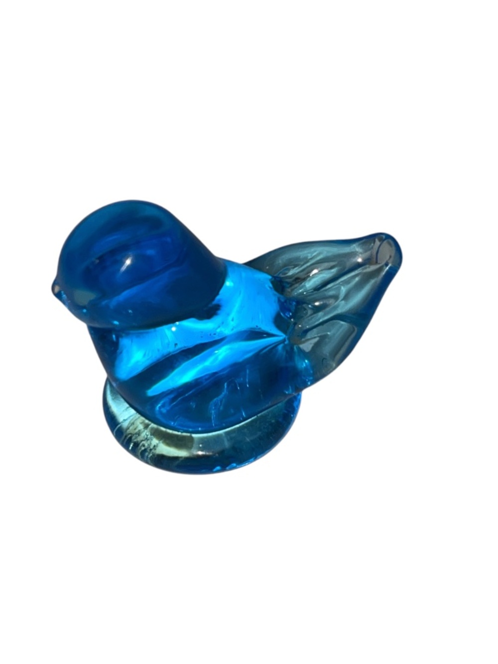 Ron Ray Bluebird Of Happiness Blue Glass Bird Figure 2" 1998 Signed